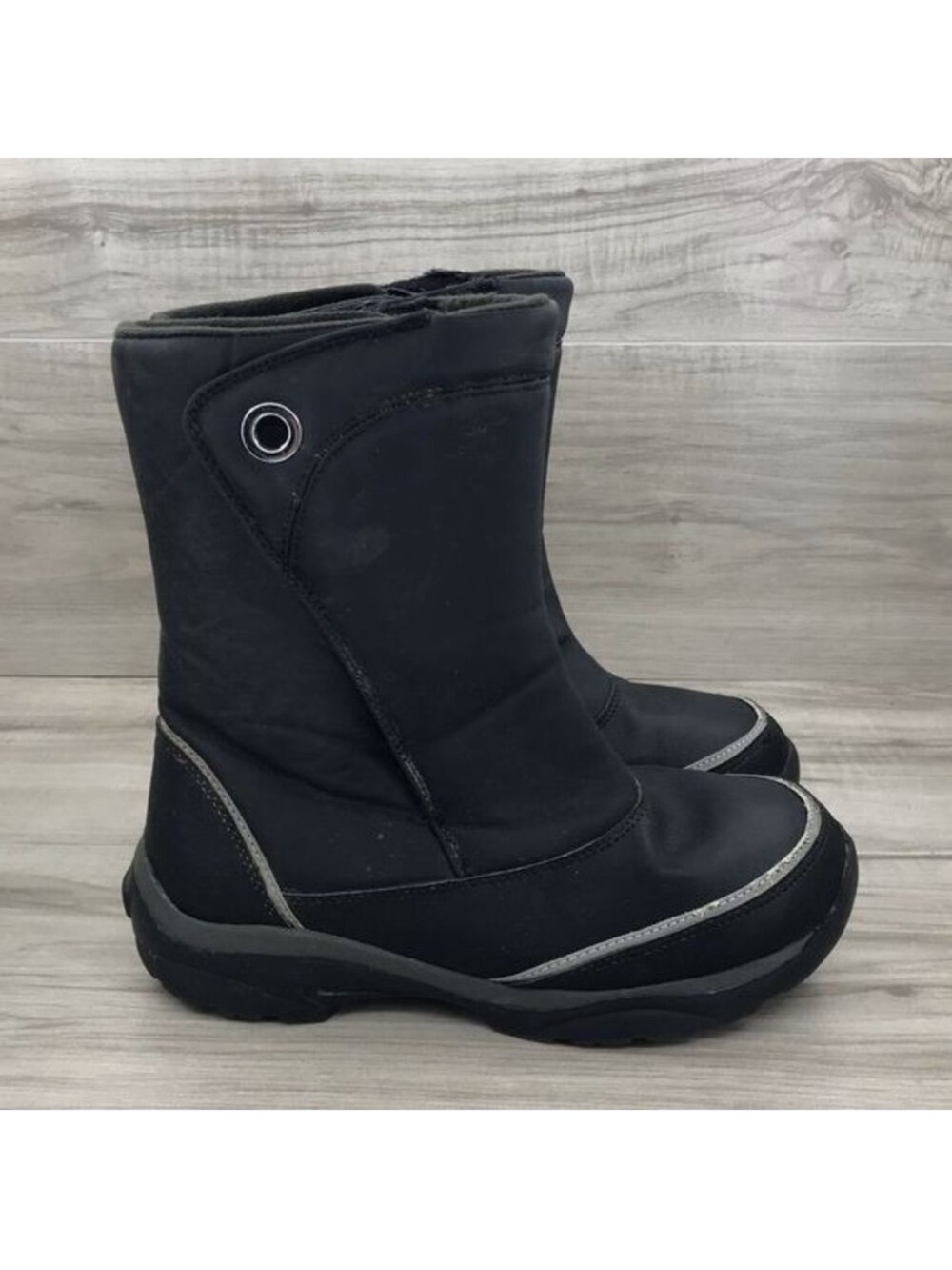 Lands End Boots Youth 5 Black Snow Winter Hook and Loop